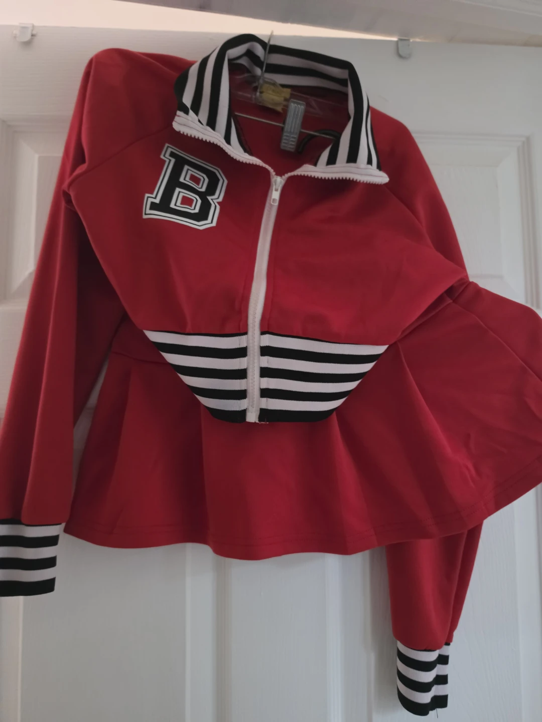 Red Peplum Zip-Up Jacket