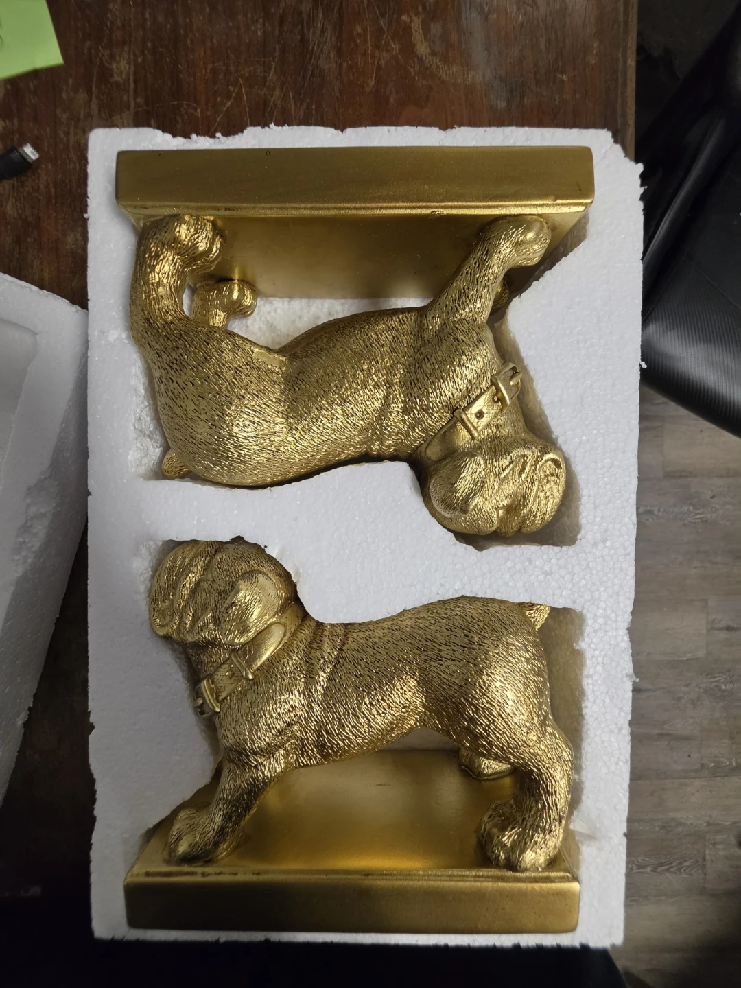 Gold Bulldog Bookends Set