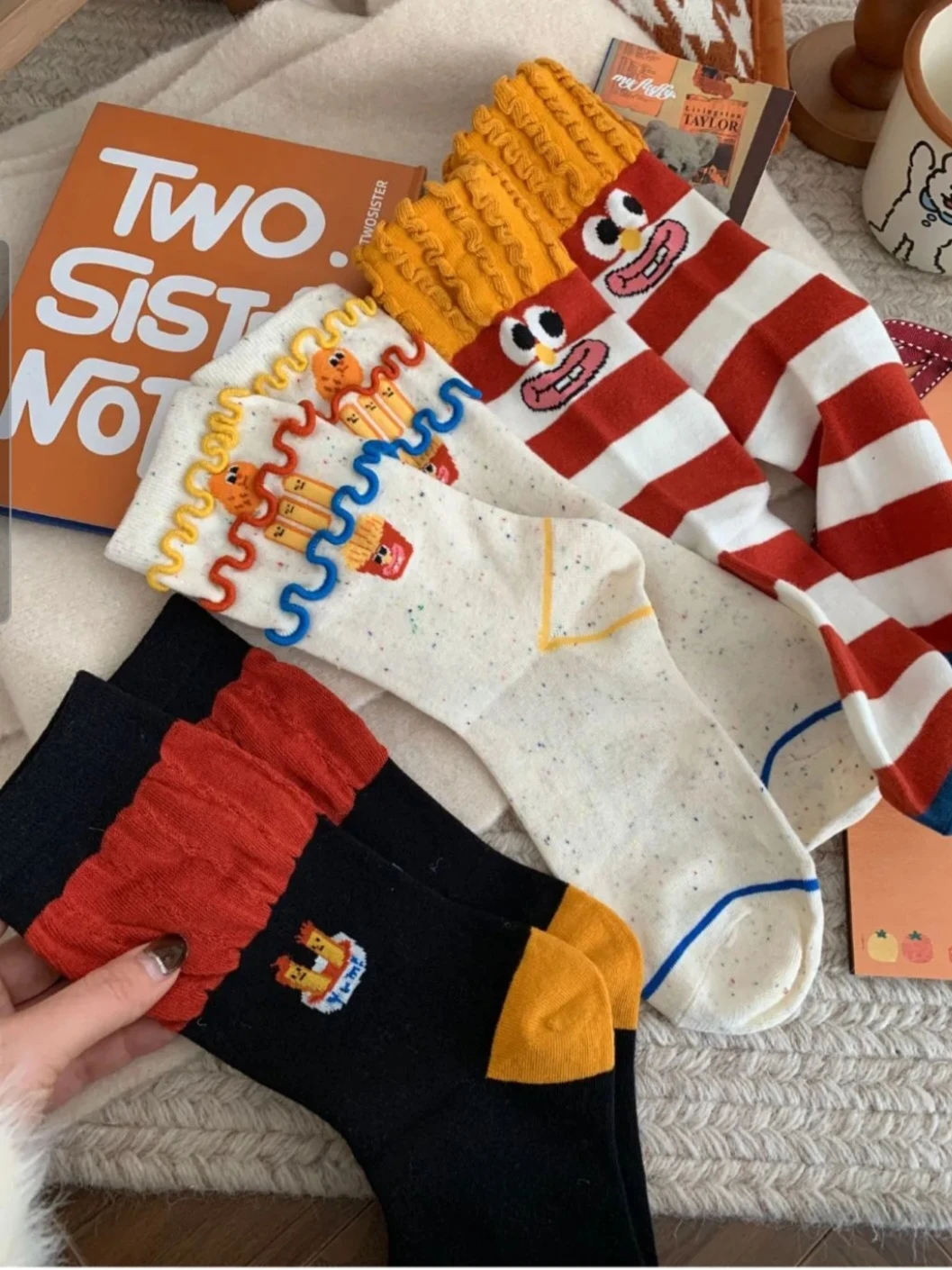 Set of 3 Novelty French Fry Pattern Socks