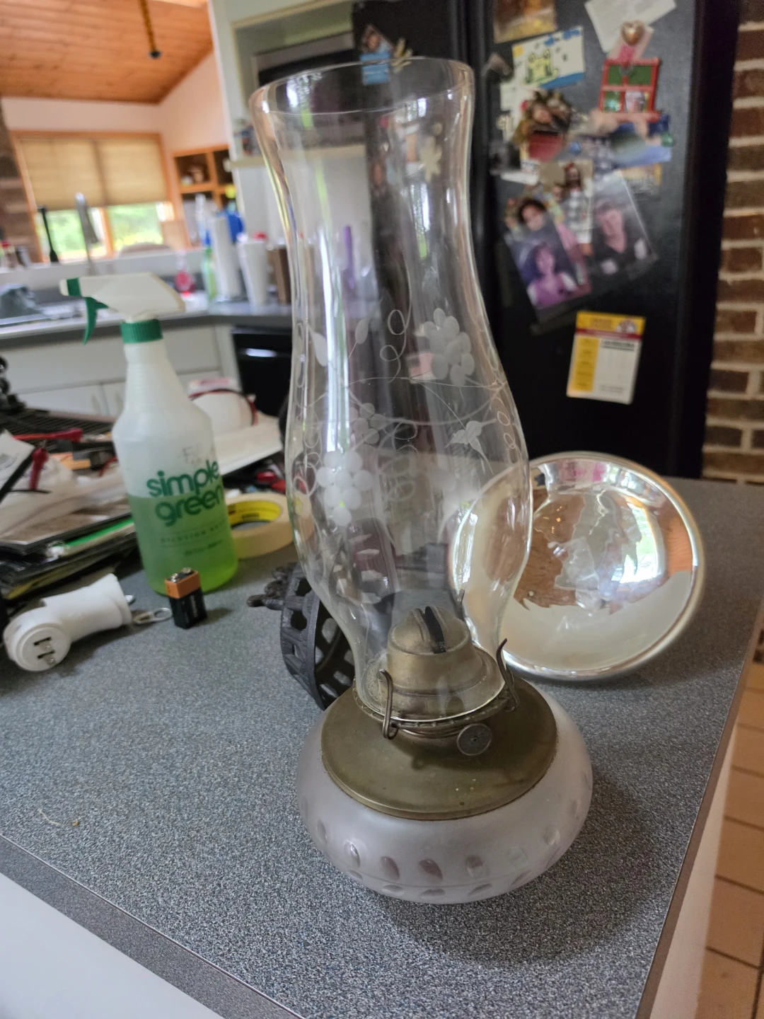 Cast iron oil lamp holder & oil lamp - photo 2