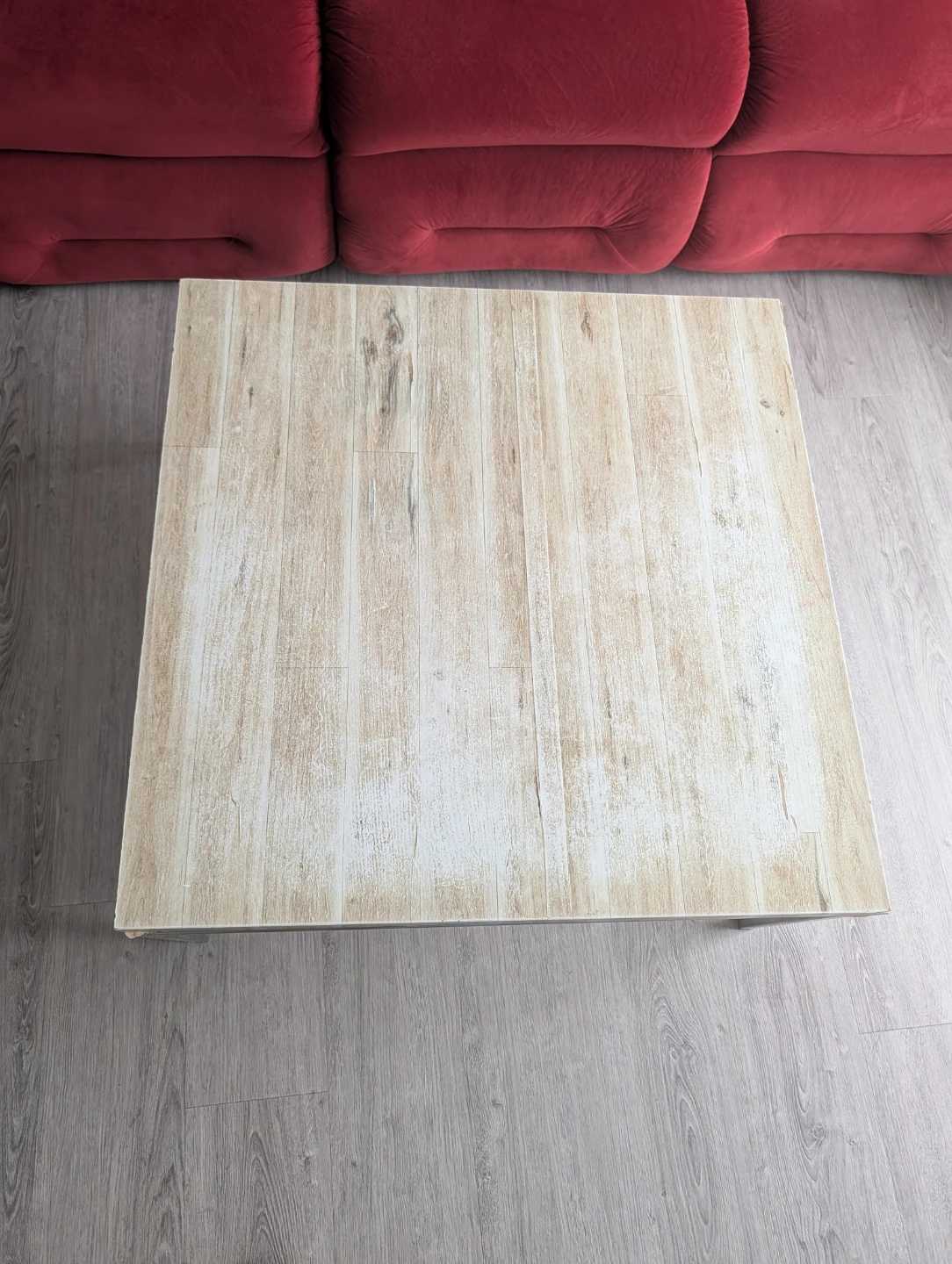 Square Coffee Table with Wood-Look Top - photo 4