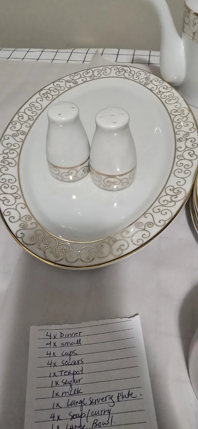 Elegant White and Gold Porcelain Dinnerware Set