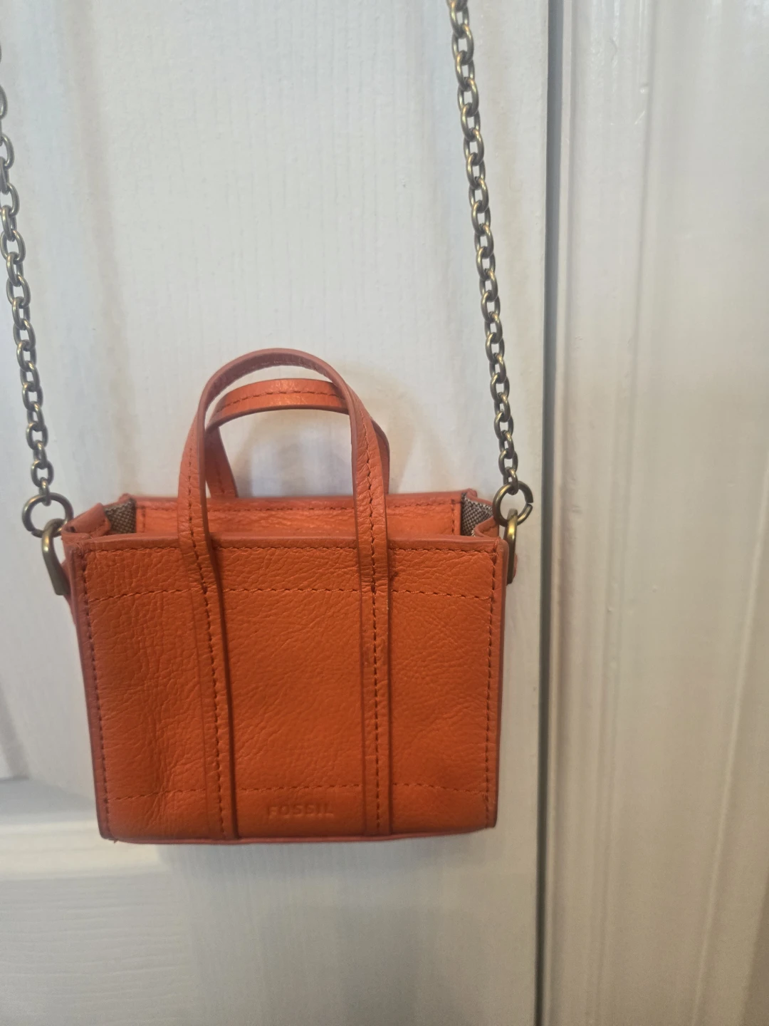 Fossil Orange Leather Micro Crossbody Bag - photo 4