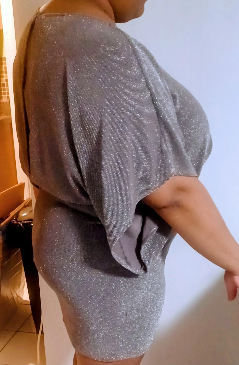 Sparkly Silver Dolman Sleeve Mini Dress - photo 2