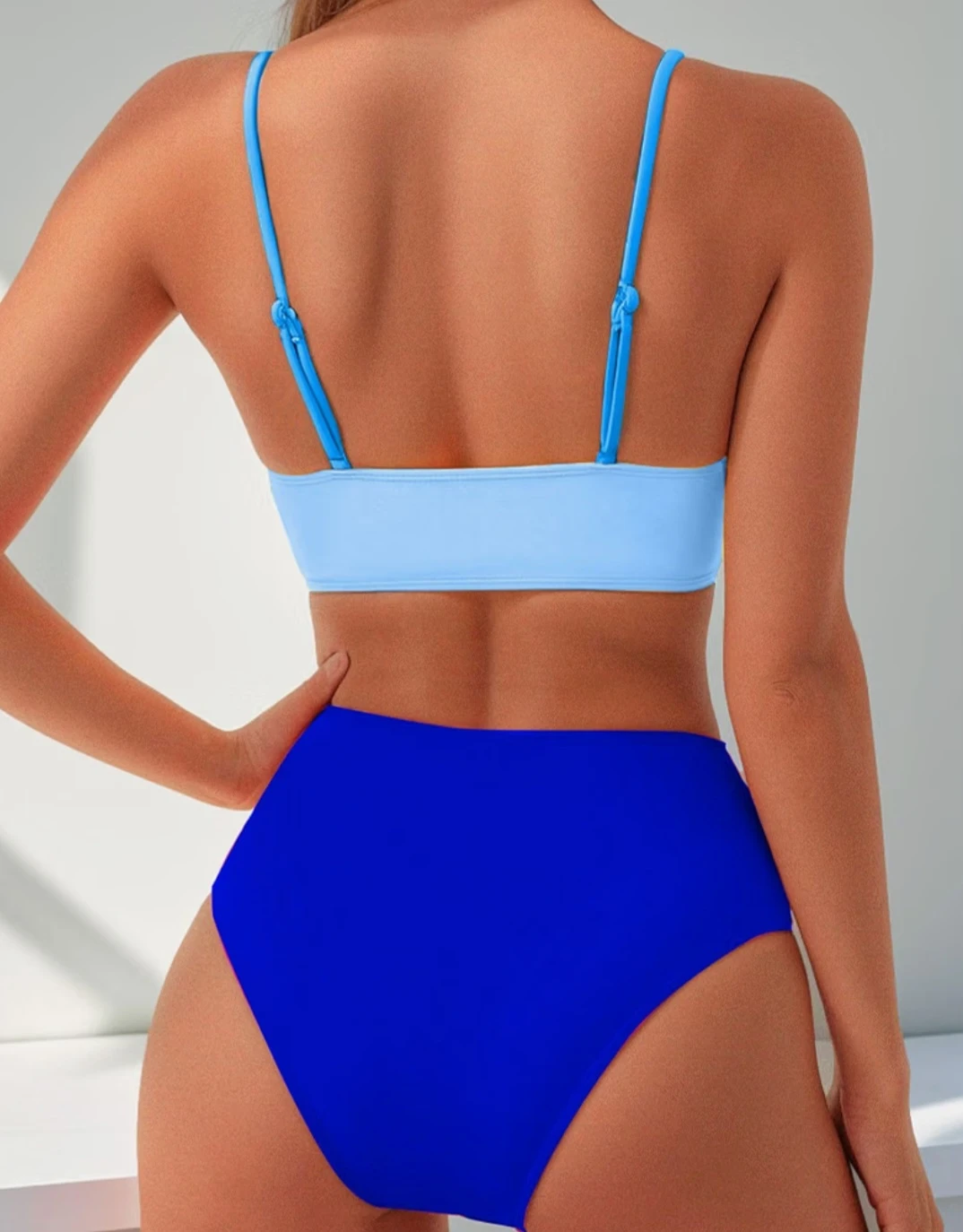 New Large Blue Colourblock High-Waist Bikini - photo 3