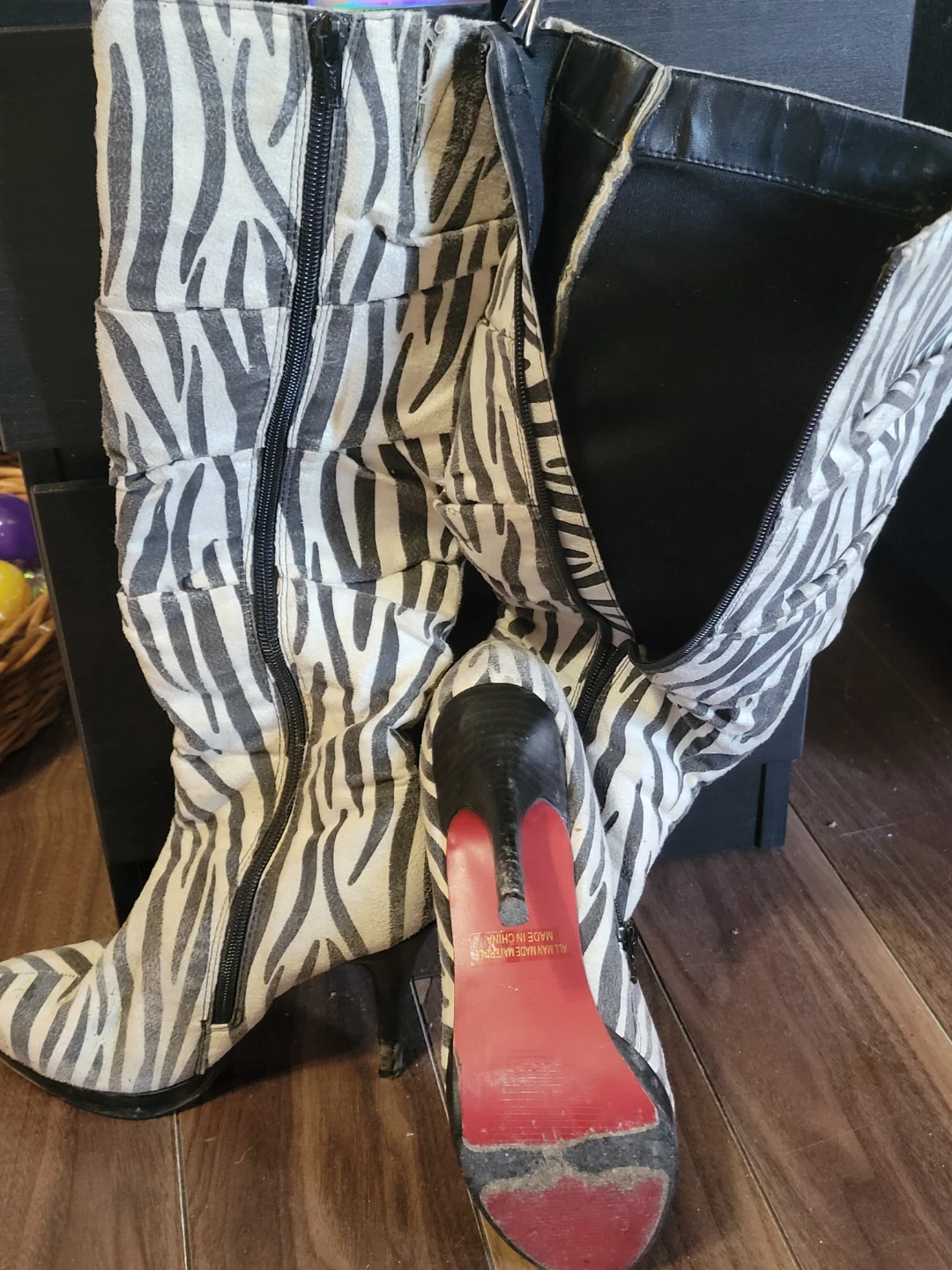 Zebra Print Knee High Heeled Boots - photo 3