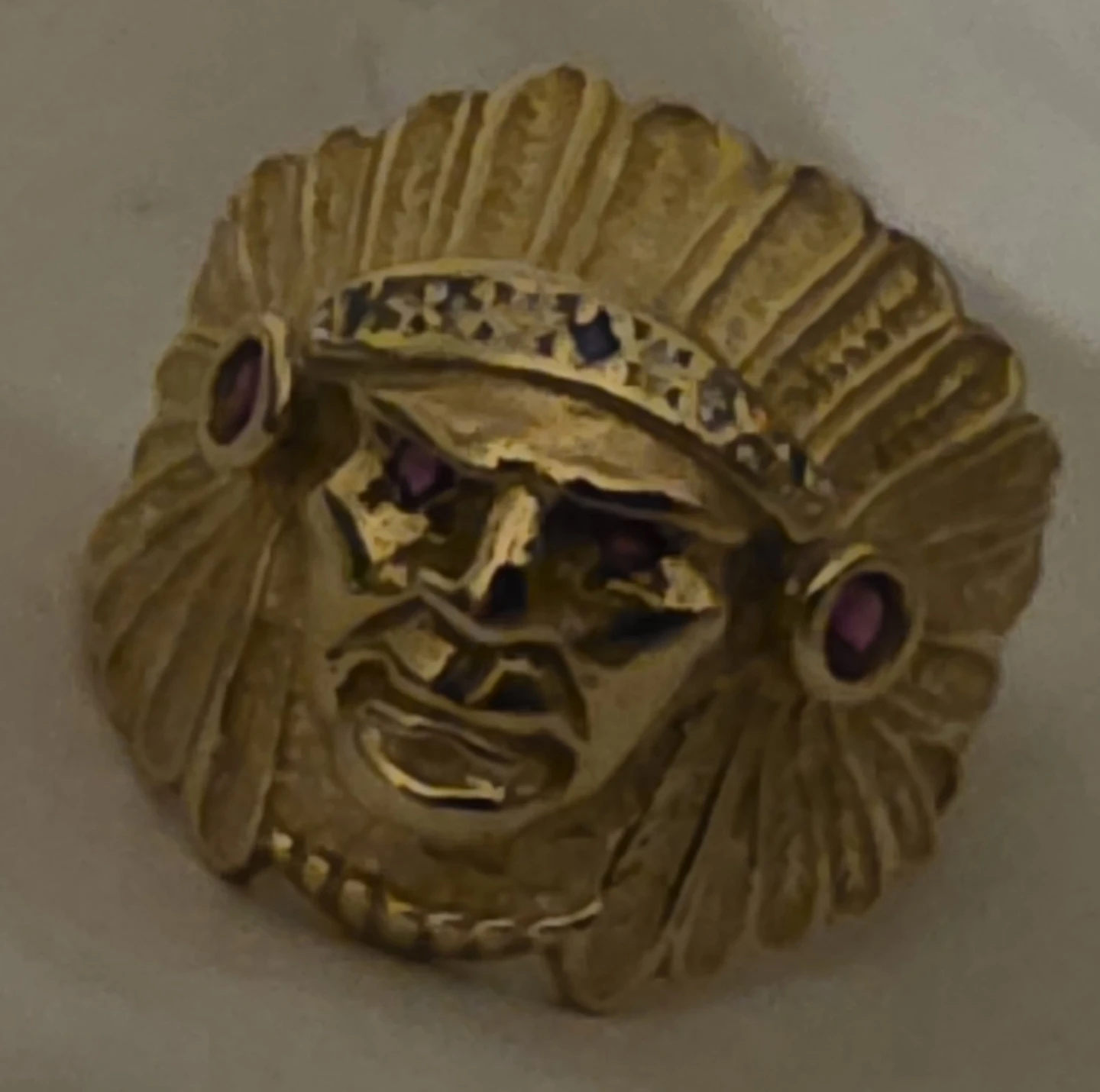 Gold Native American Chief Ring with Rubies and Diamonds - photo 4