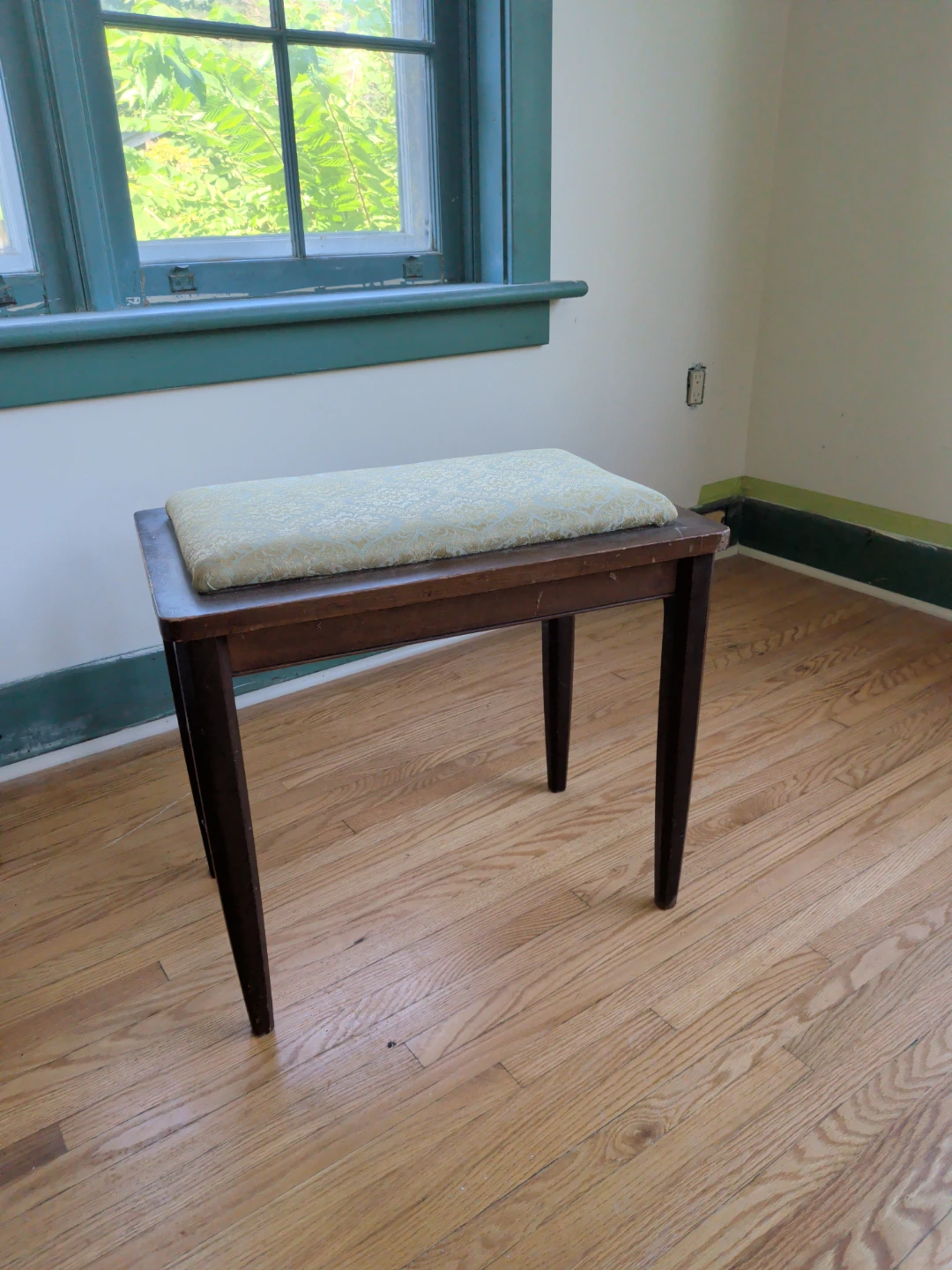Vintage Padded Wood Piano Bench