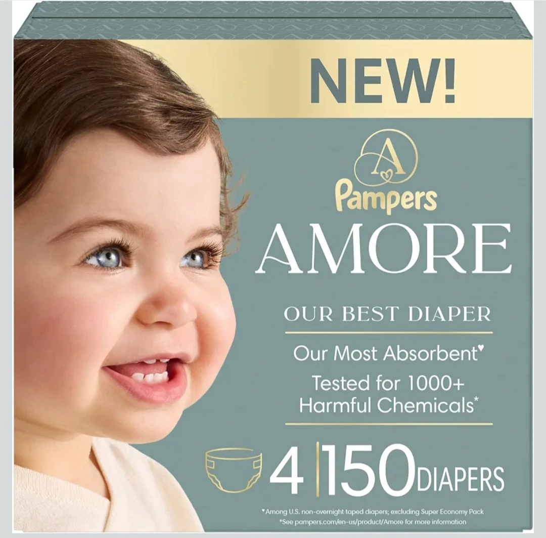 Pampers AMORE Diapers, Size 4, (Count of 150)