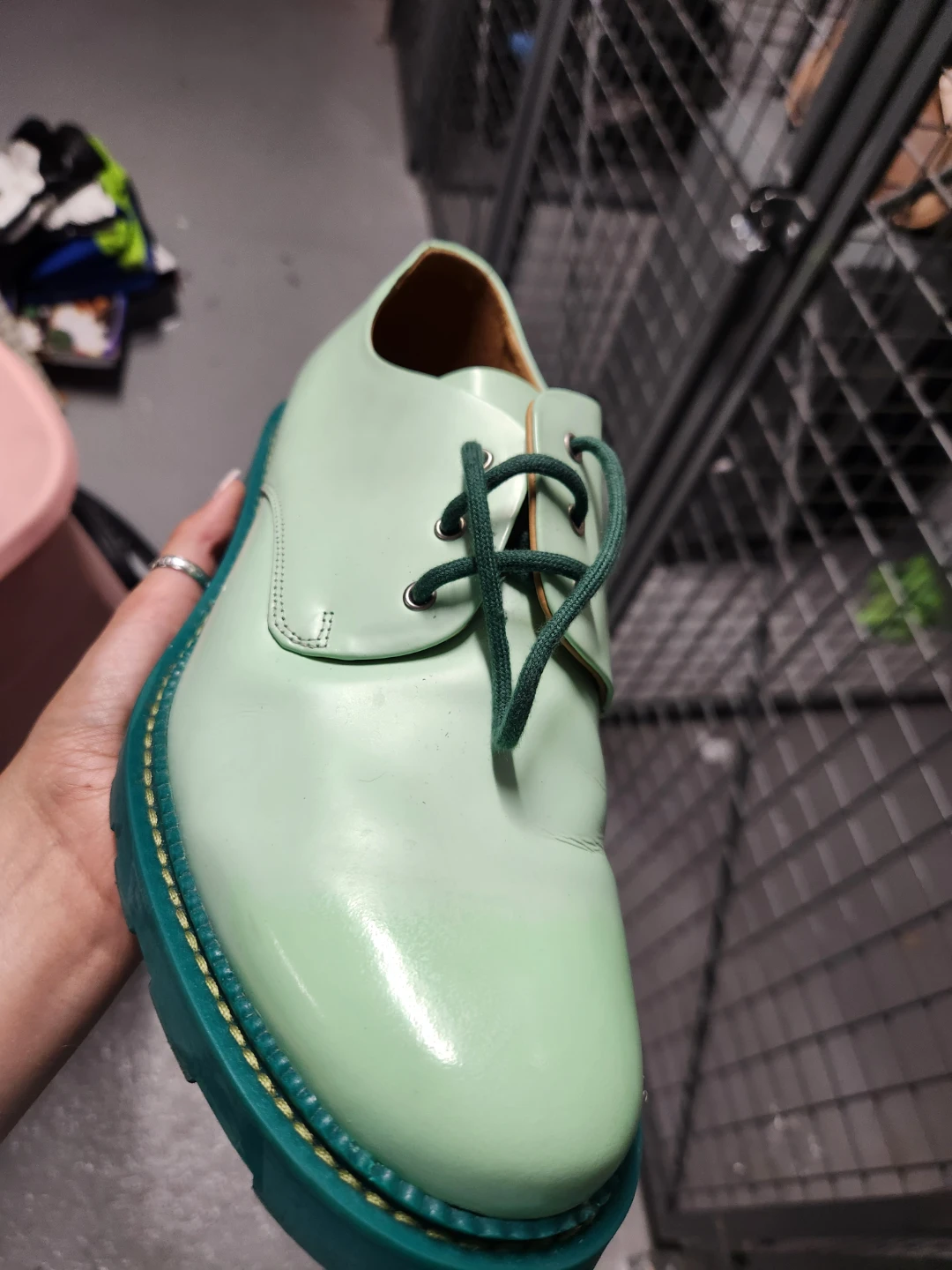 Mint Green Leather Fluevog