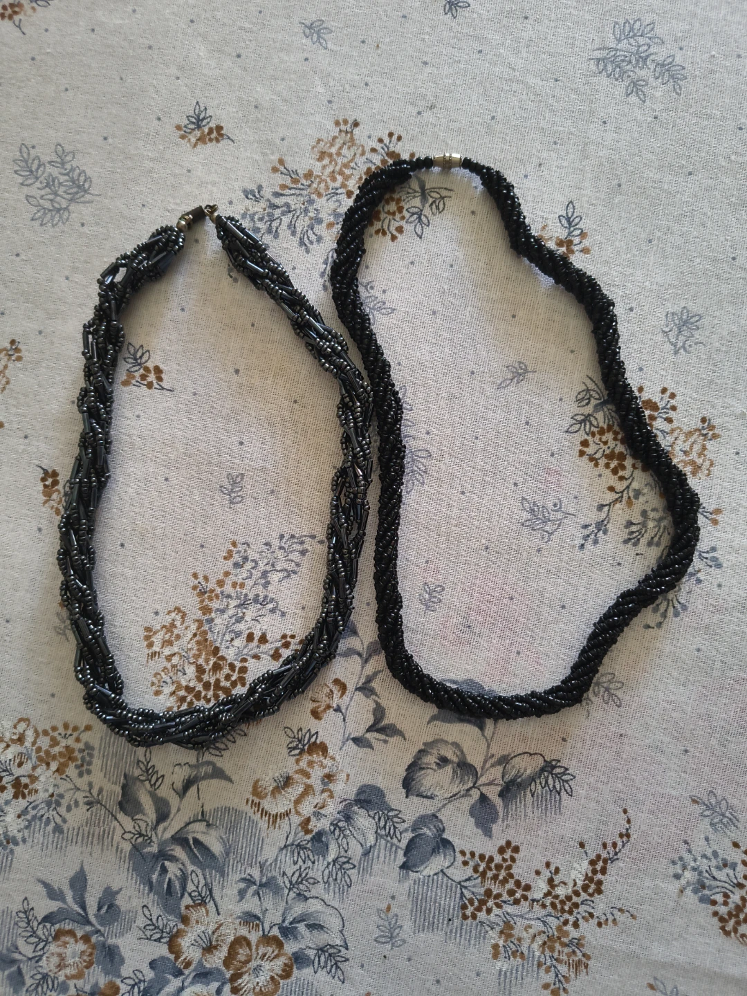 Set of two black beaded necklaces