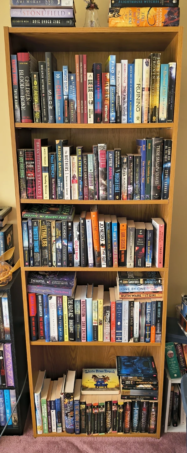 5 shelf Bookshelf, all except the middle one are adjustable