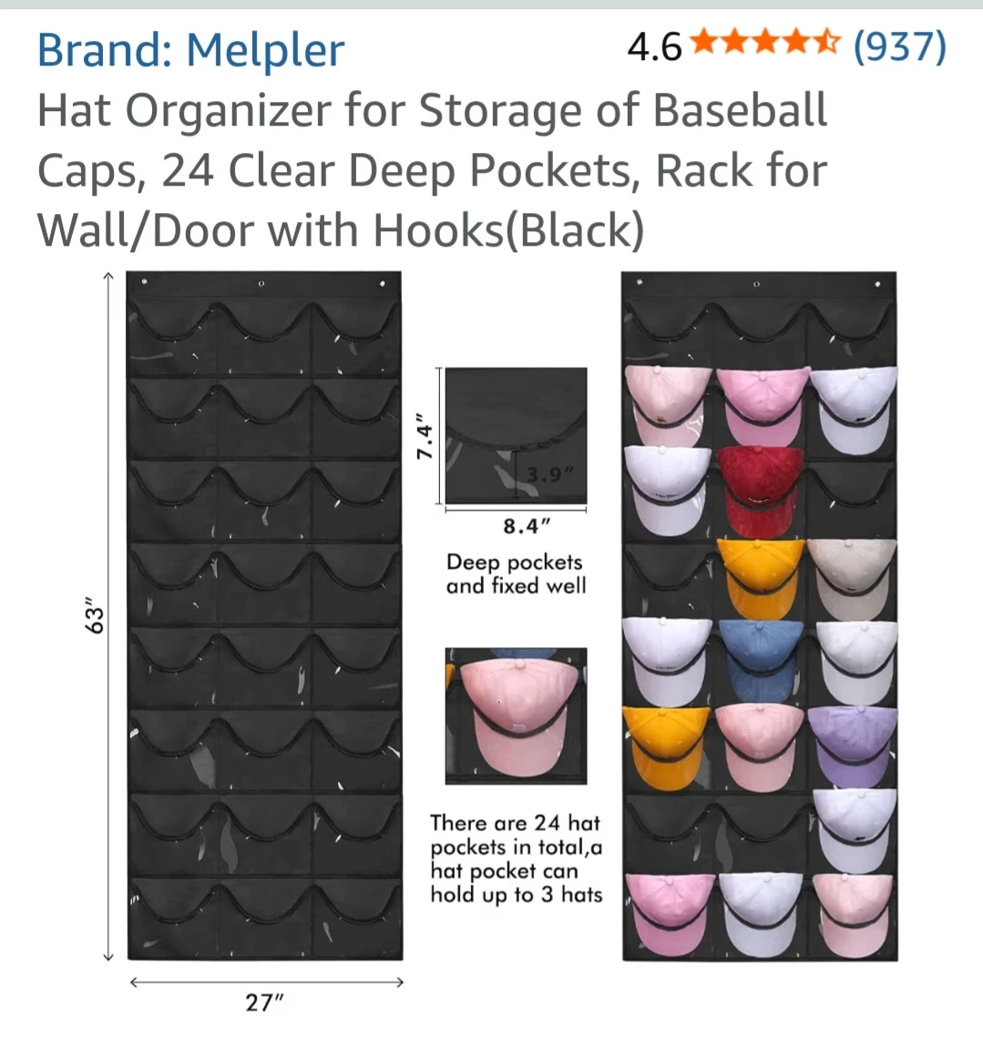 Over-the-Door 24-Pocket Hanging Organizer for hats - photo 2