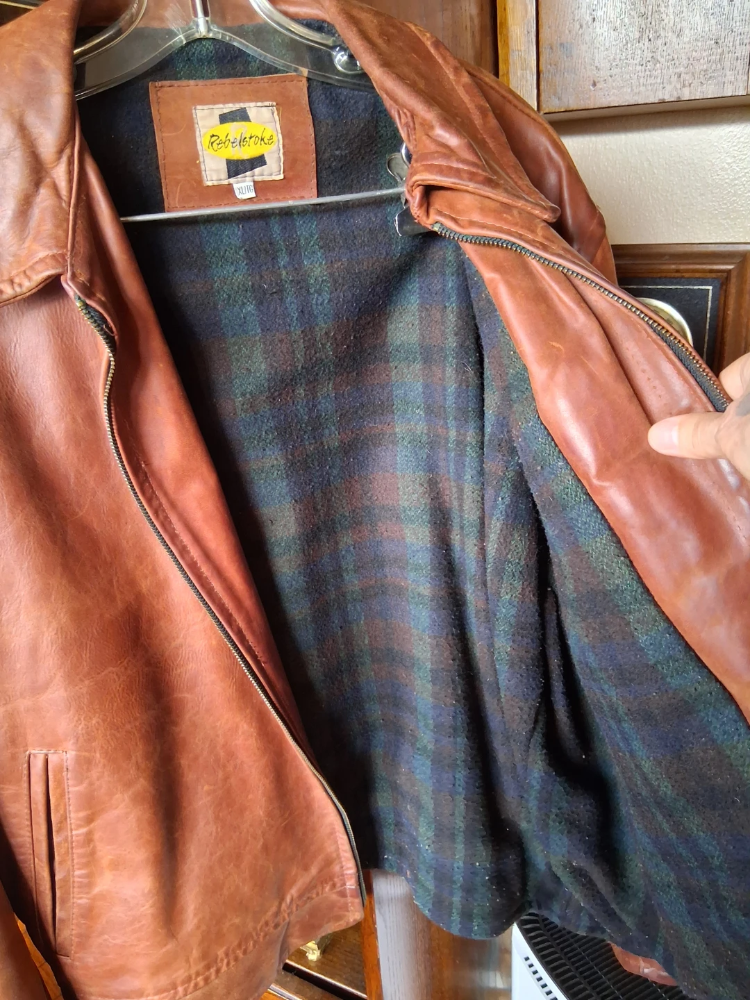 Vintage cognac brown Rebelstoke Genuine Horsehide Leather Jacket - photo 5