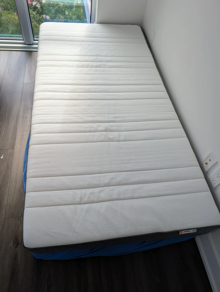 2 IKEA Morgedal Single Mattresses with 2 Grusnarv Protectors