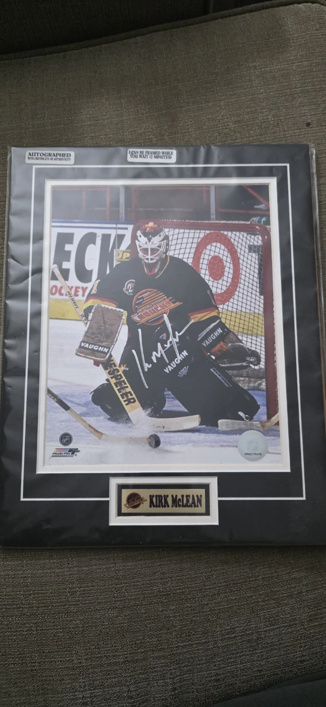 Kirk McLean Autographed Framed Photo Vancouver Canucks