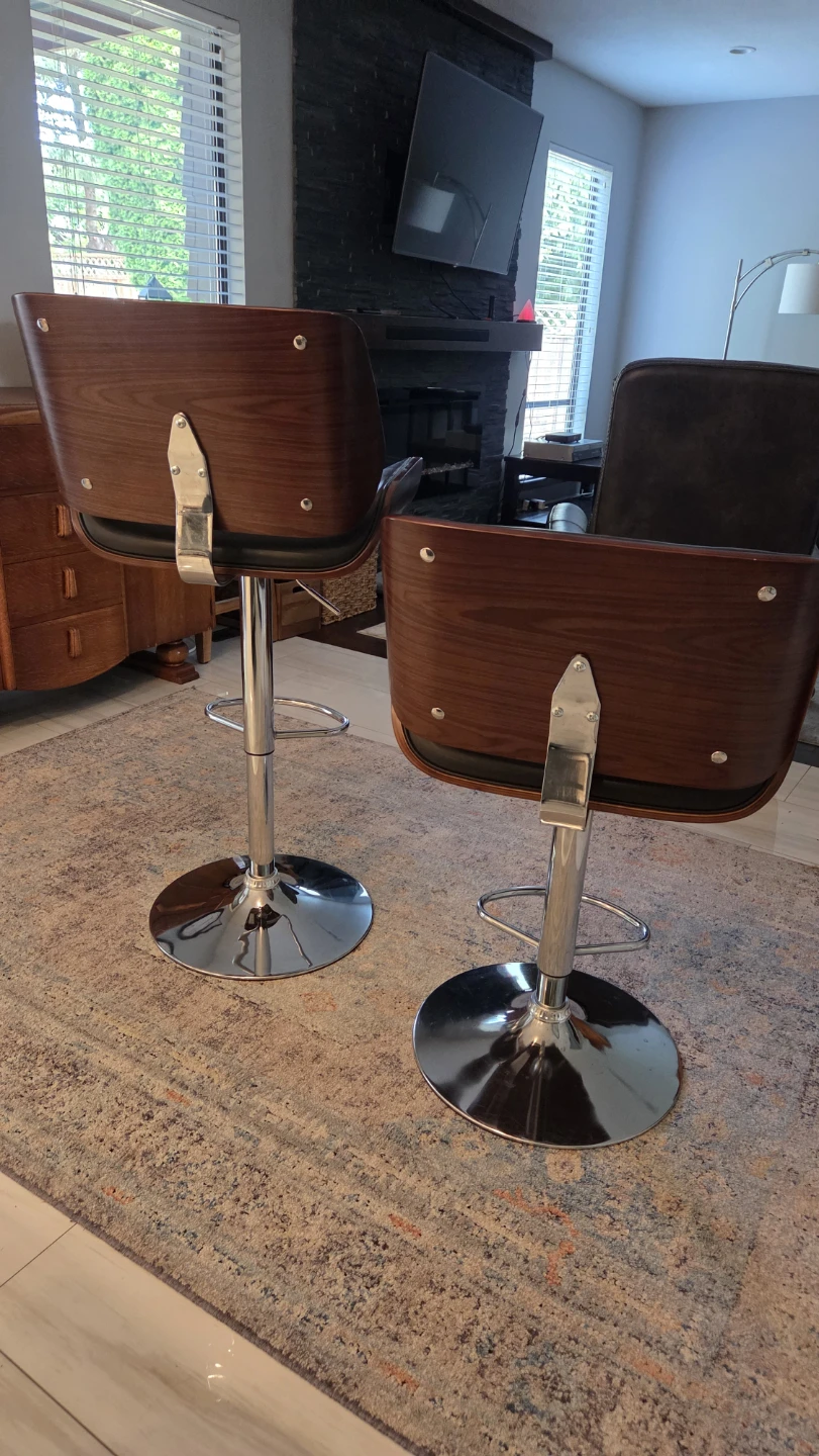 Two Brown Adjustable Swivel Bar Stools - photo 5