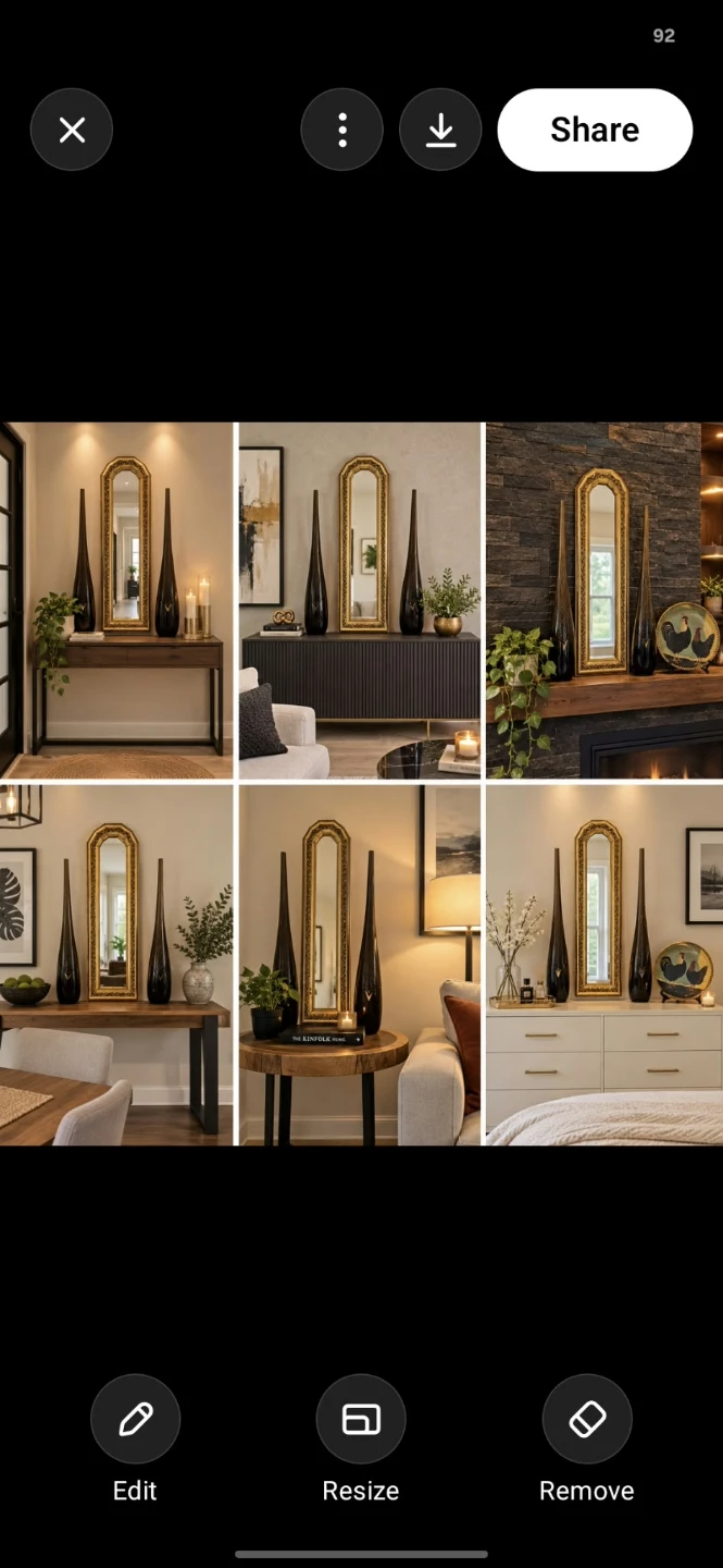 Ornate Gold Arched Wall Mirror with 2 glass vase - photo 3