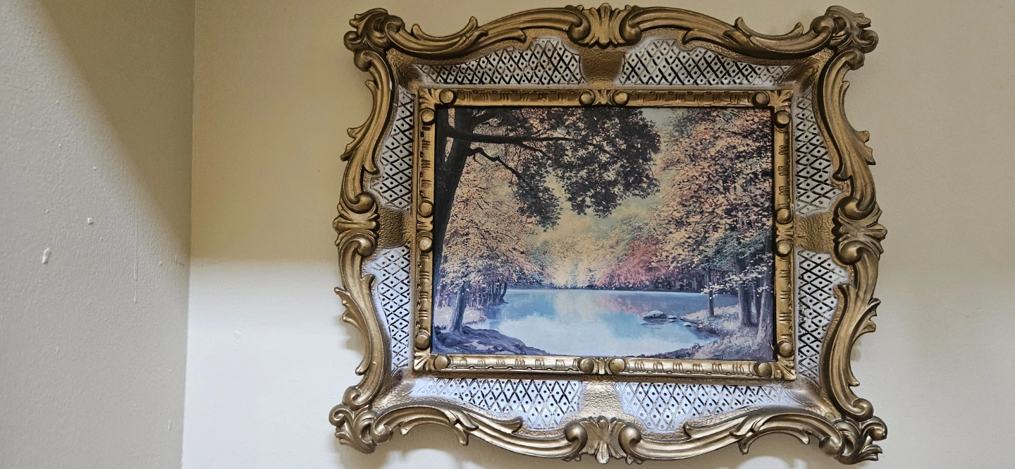 Vintage Landscape Art in Ornate Gold Frame