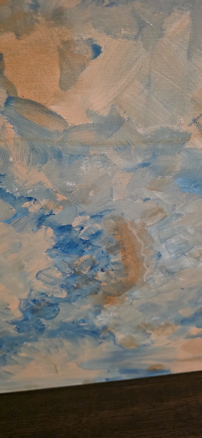 Signed Original Abstract Blue and Gold Canvas Art  Acrylic & Oil - photo 2