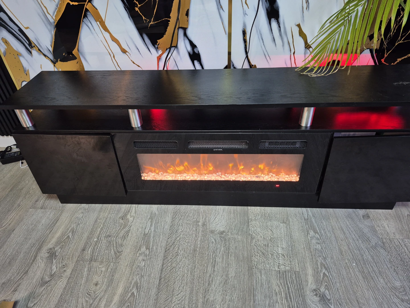 Black Electric Fireplace Media Console - photo 2