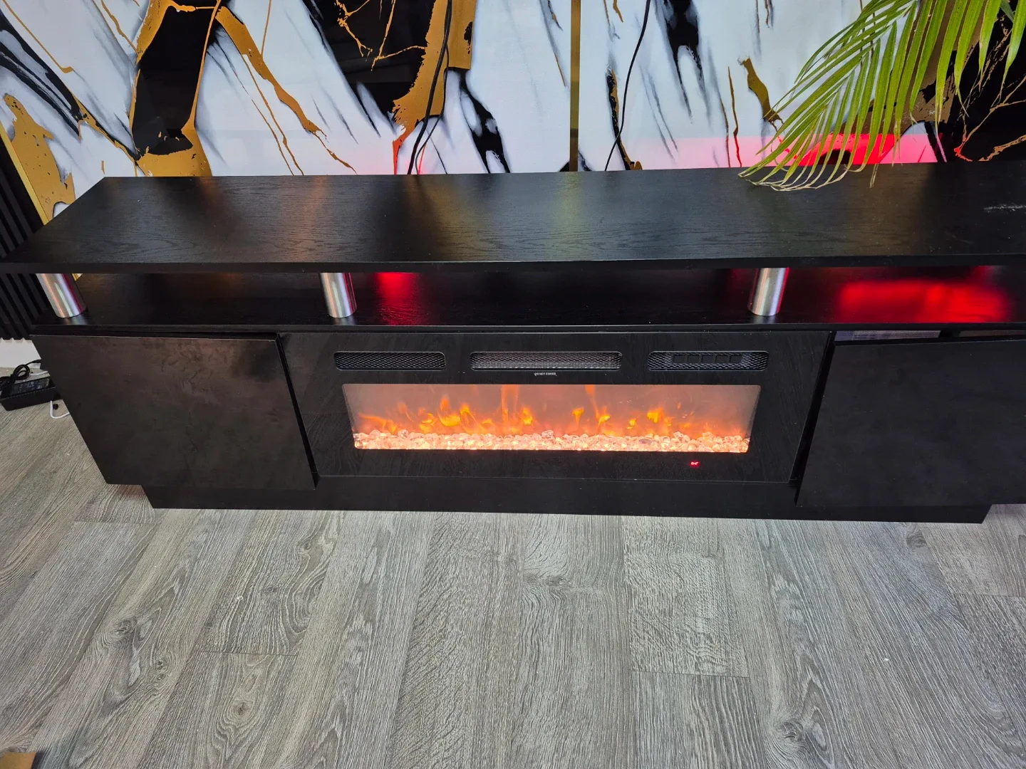 Black Electric Fireplace Media Console - photo 2