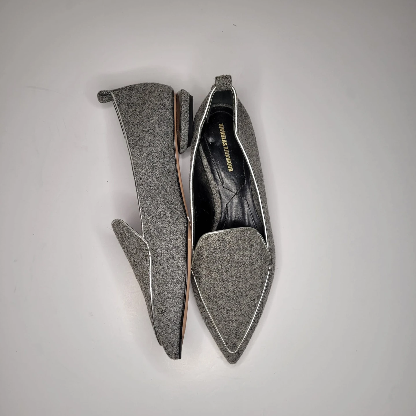 Nicholas Kirkwood Grey Wool Flats Size 38 - photo 5