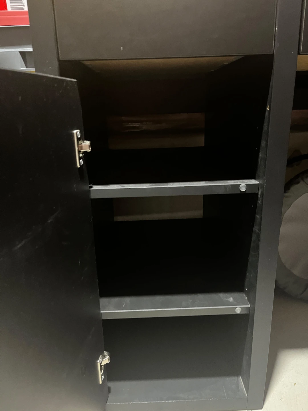 IKEA Black and Red Desk with Storage - photo 4