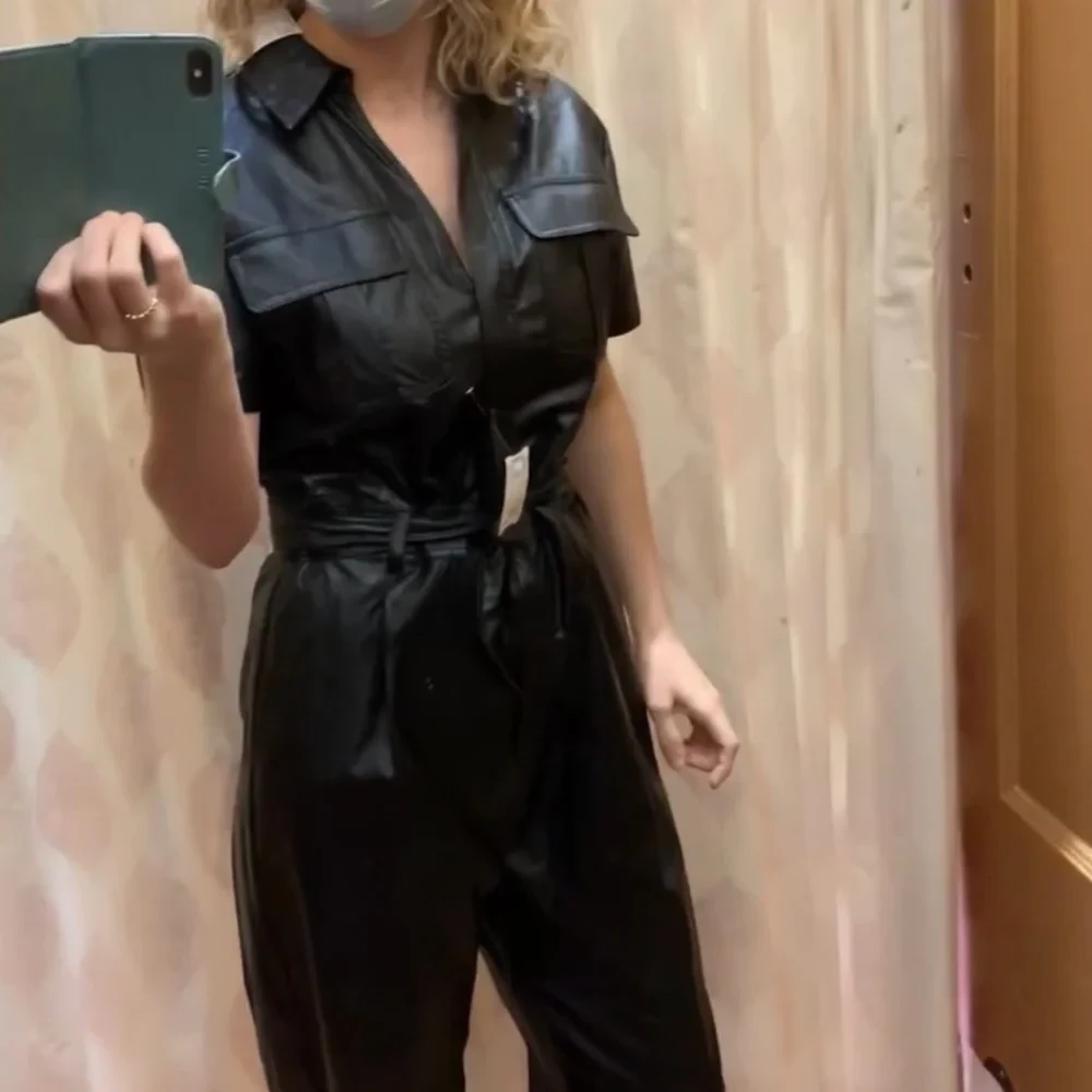 Faux leather jumpsuit