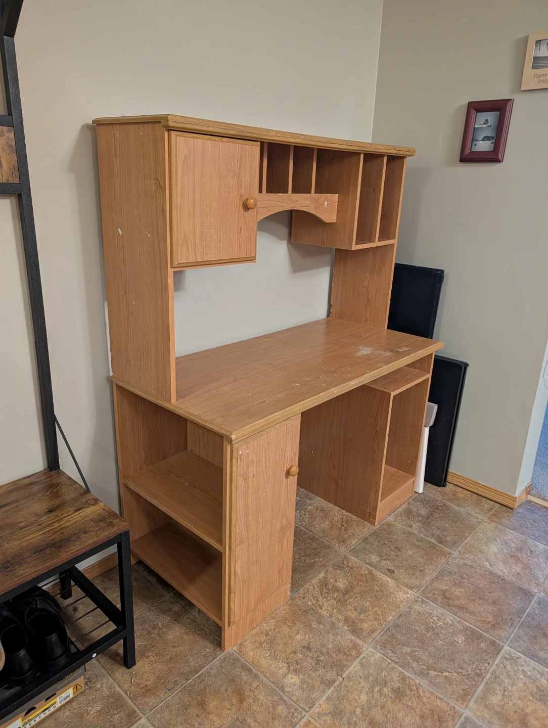 Wooden Computer Desk with Hutch - photo 2