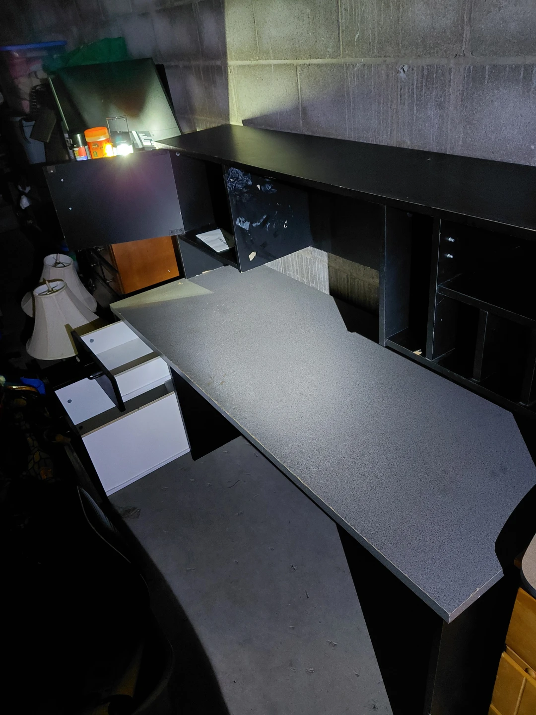 Sturdy Black Computer Desk with Upper Hutch - photo 2