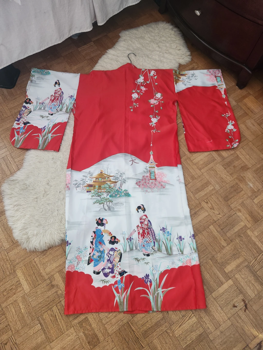 Authentic Red Floral Japanese Kimono Robe - photo 2