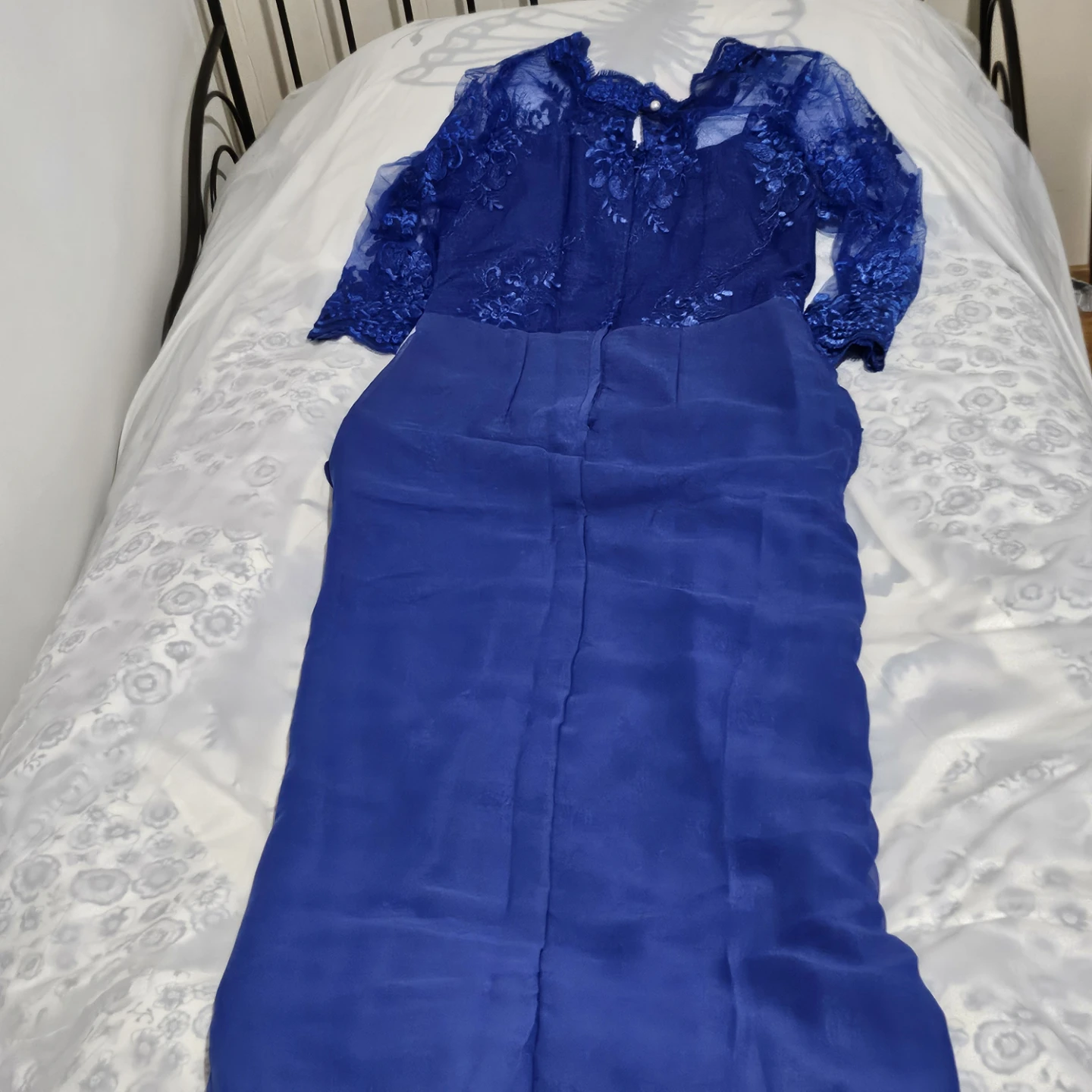 Royal Blue Formal Long-Sleeve Lace Dress - photo 5