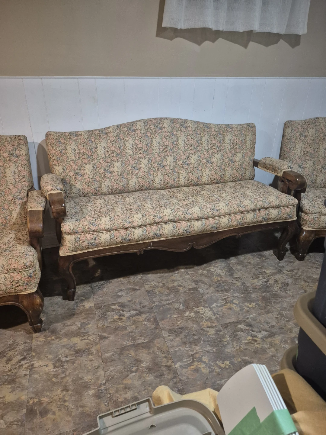 Vintage Floral Sofa and Matching Armchairs