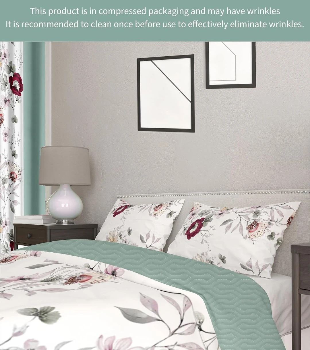 9 Piece Floral Bedspread Set with Curtains - photo 2
