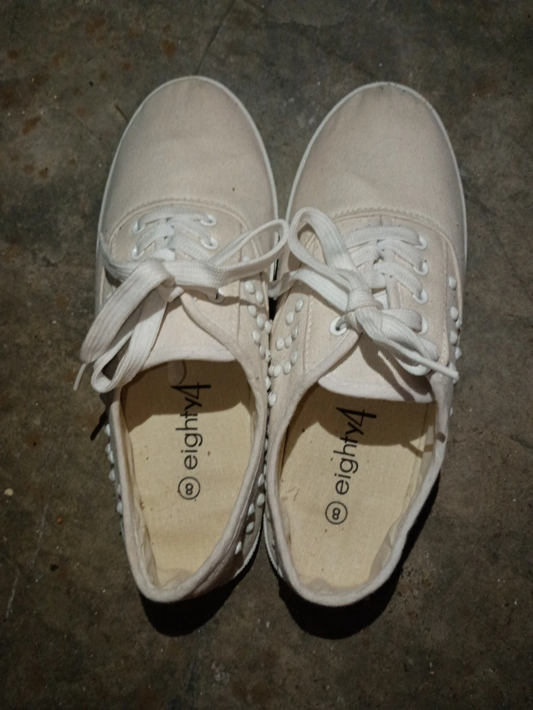 Eighty4 White Canvas Studded Sneakers 🏈