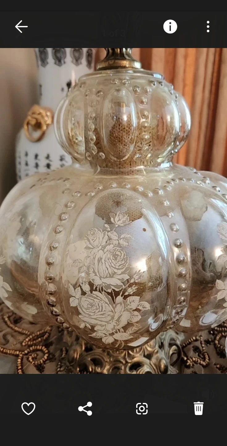 Vintage floral glass table lamp - photo 2