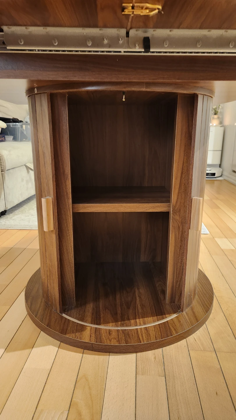 Extendable Round Wooden Dining Table with Storage - photo 3