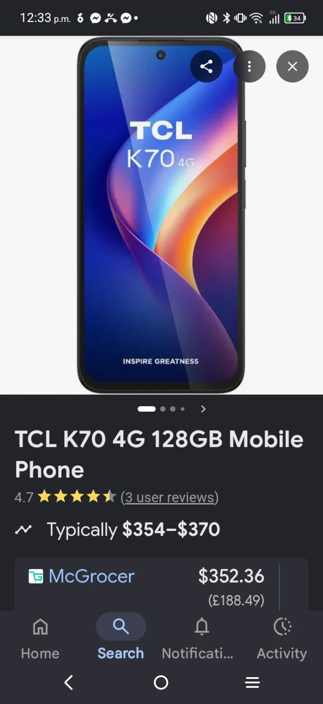 TCL K70 4G 128GB Mobile Phone - photo 2