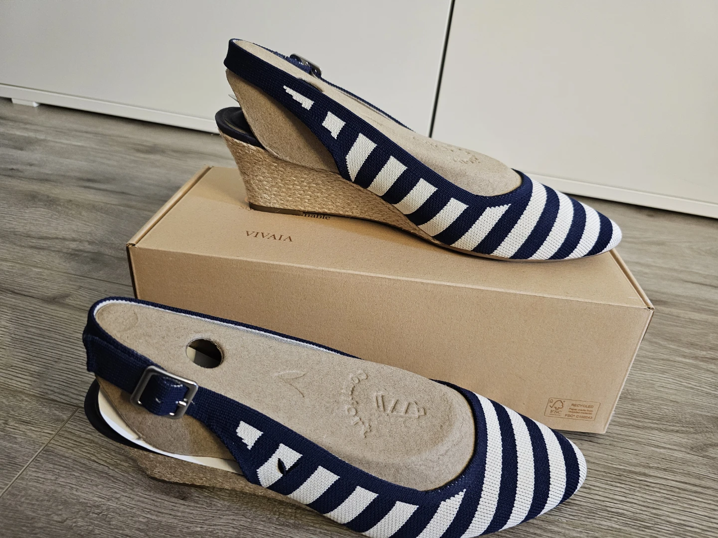 VIVAIA Tamia Slingback Wedges Navy Stripe - photo 2