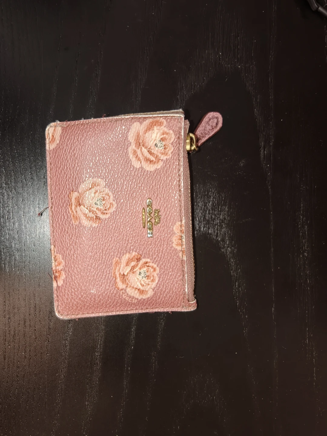 Coach floral print zip card case