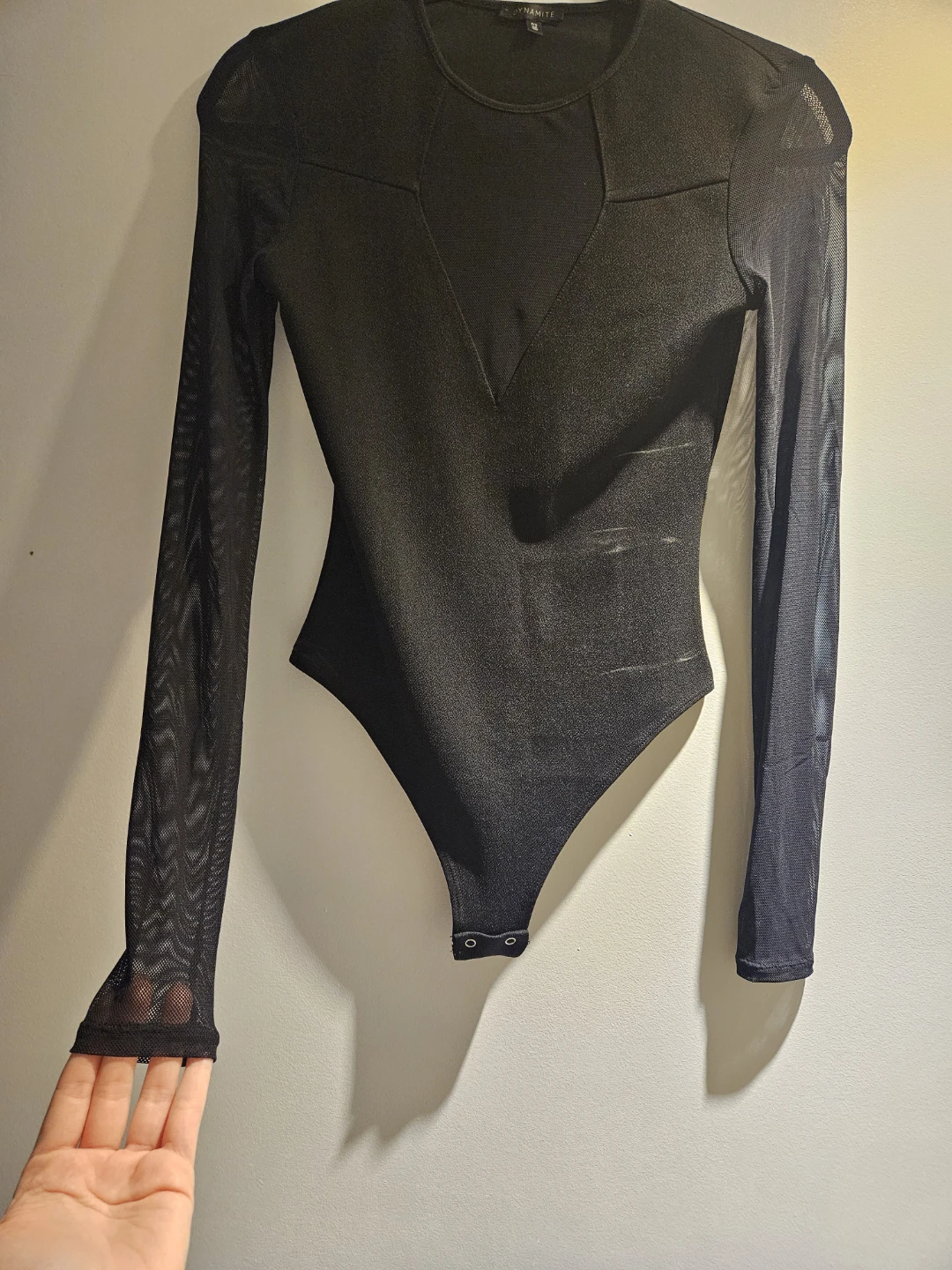 Dynamite Black Mesh Sleeve Bodysuit