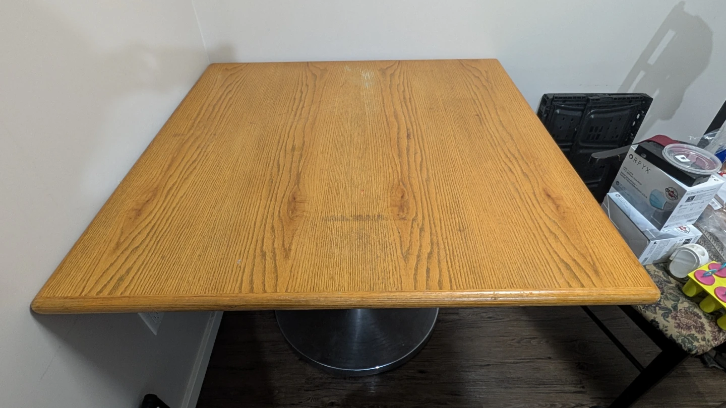 Square Wood Dining Table with Pedestal Base - photo 2