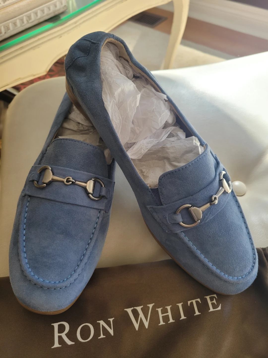 New Without Box Ron White Blue Suede Loafers - photo 2