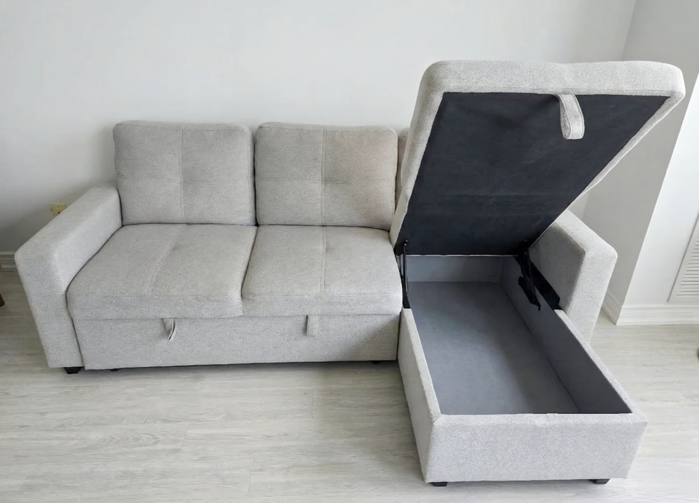 Light Grey Sectional Sofa Bed with Storage