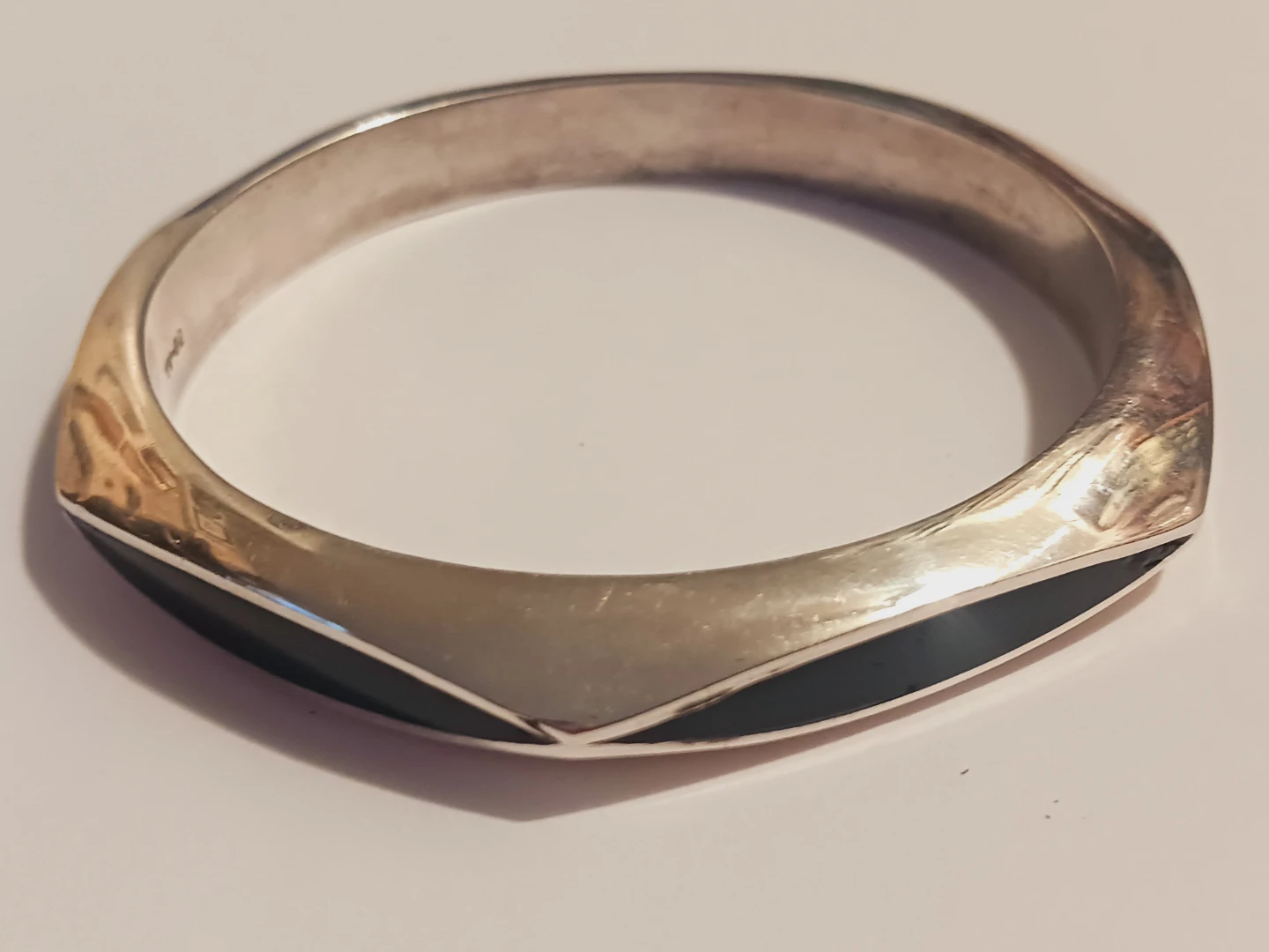 Taxco Mexico 925 Solid Heavy Sterling Silver Angled Bracelet - photo 3