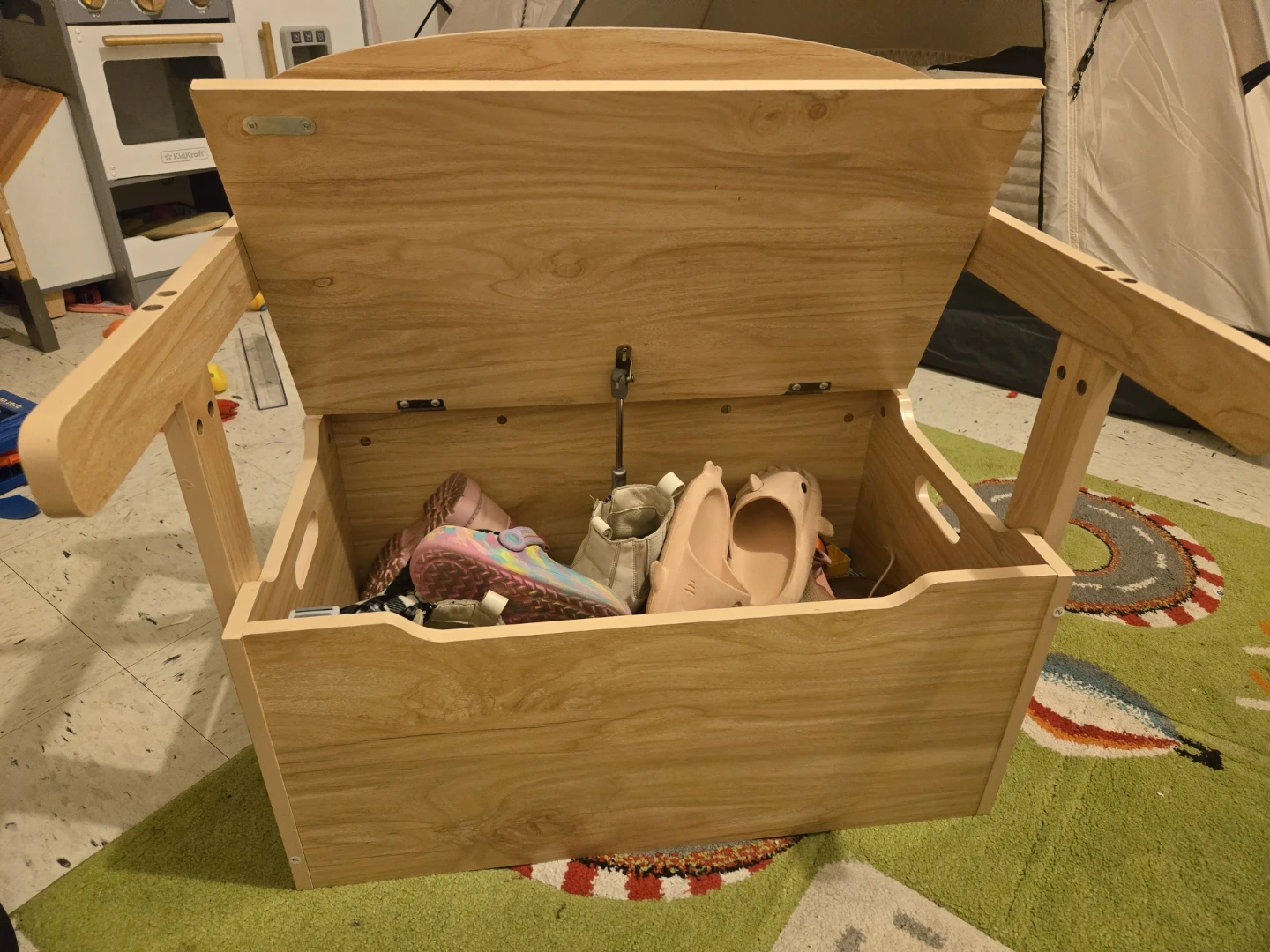 (2) Kids Wooden Storage Bench / Desk - photo 2