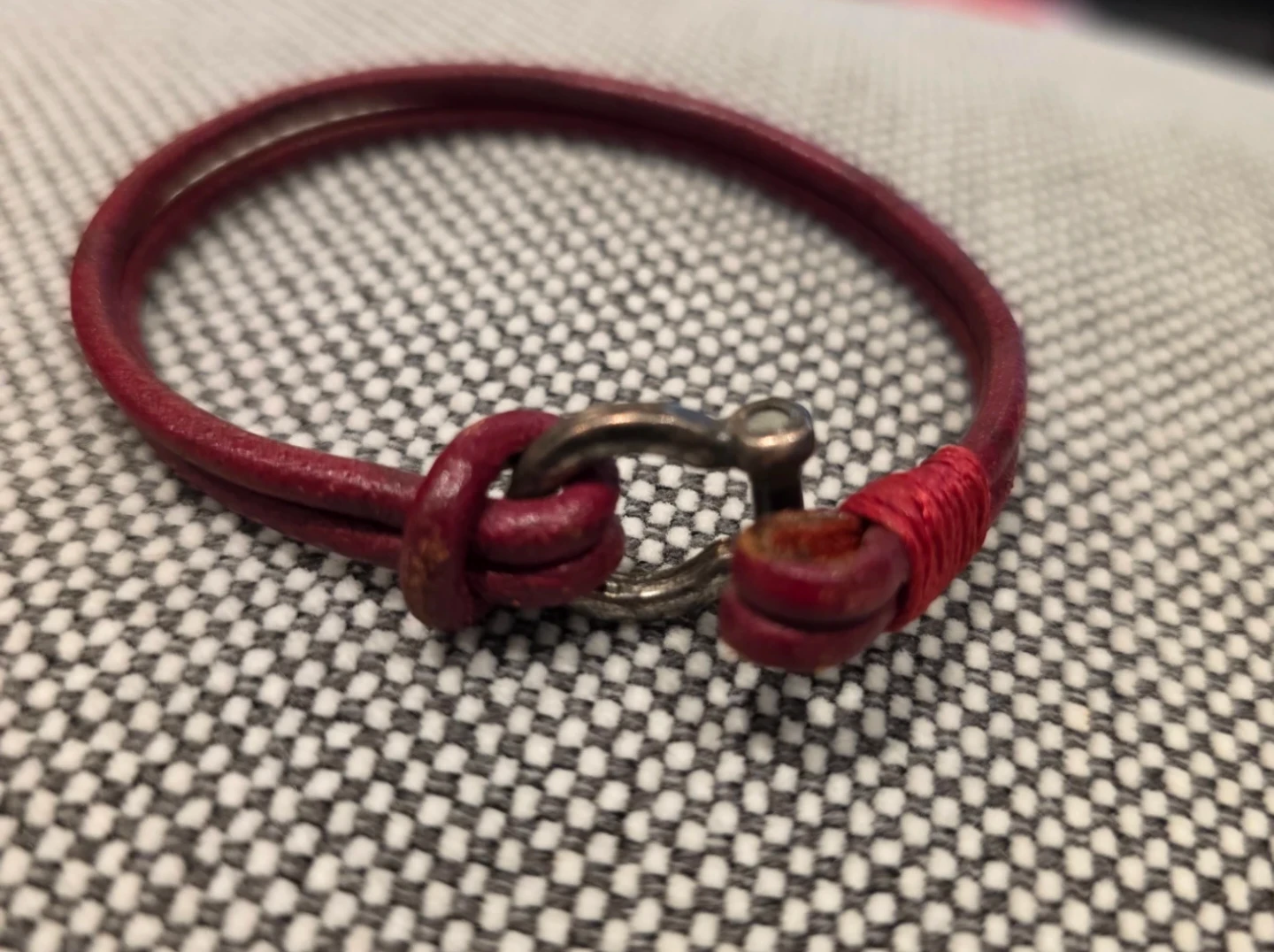 Red Leather Double Wrap Bracelet - photo 2