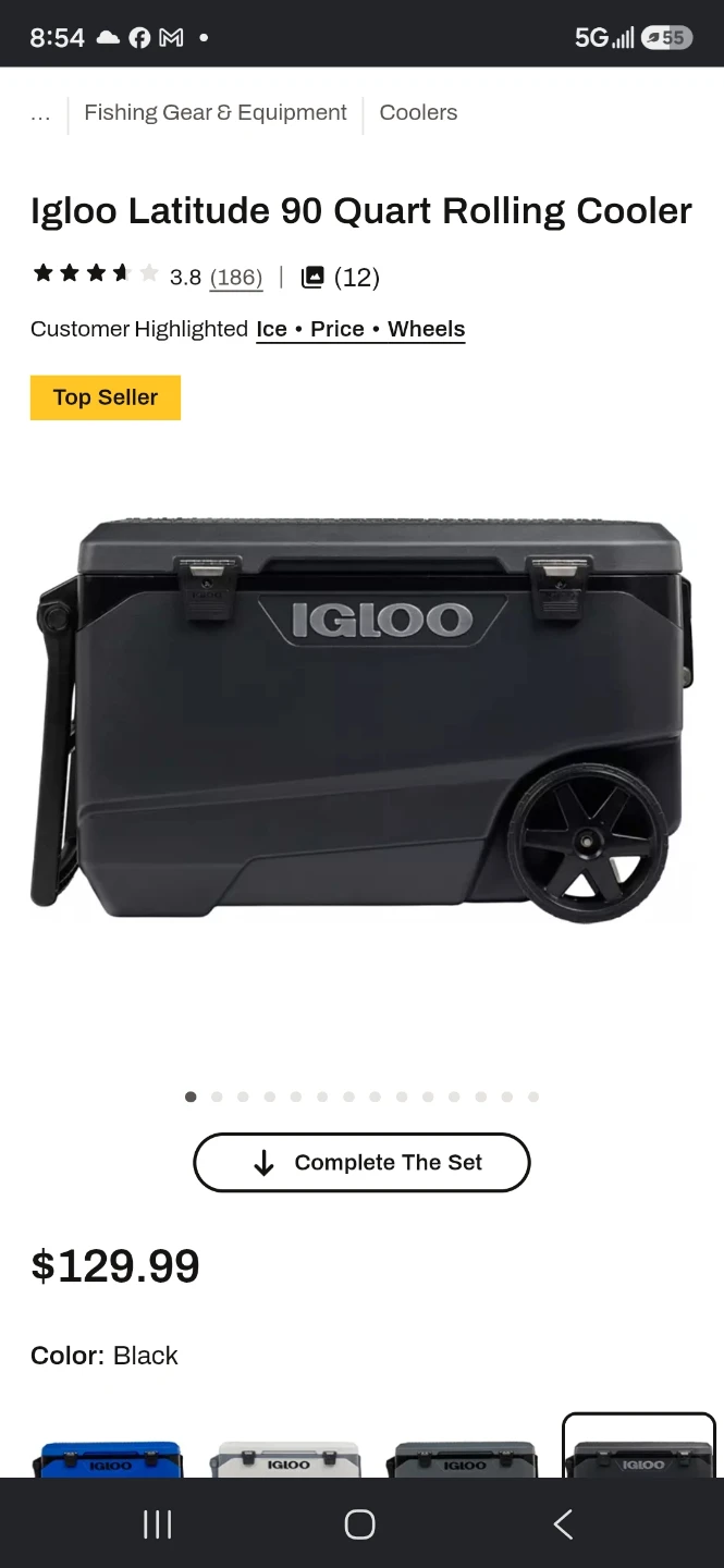 Igloo Maxcold Latitude 90 Quart Roller Cooler