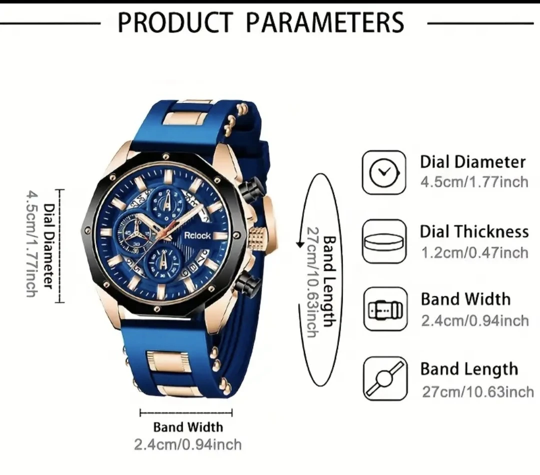 Rclock Golden Blue Wristwatch 🏈 - photo 2